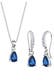 Schmuckset Tropfen Zirkonia Synthetischer Saphir Blau 925 Sterling Silber Blau