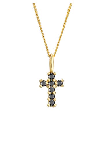 ELLI DIAMONDS Kette Kreuz Diamant Schwarz Brillantschliff (0.105 ct) 585 Gelbgold Gold