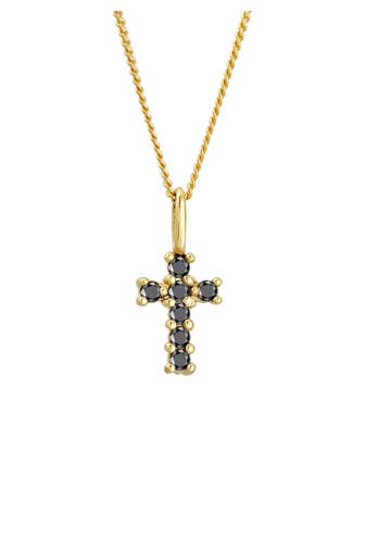 ELLI DIAMONDS Kette Kreuz Diamant Schwarz Brillantschliff (0.105 ct) 585 Gelbgold Gold