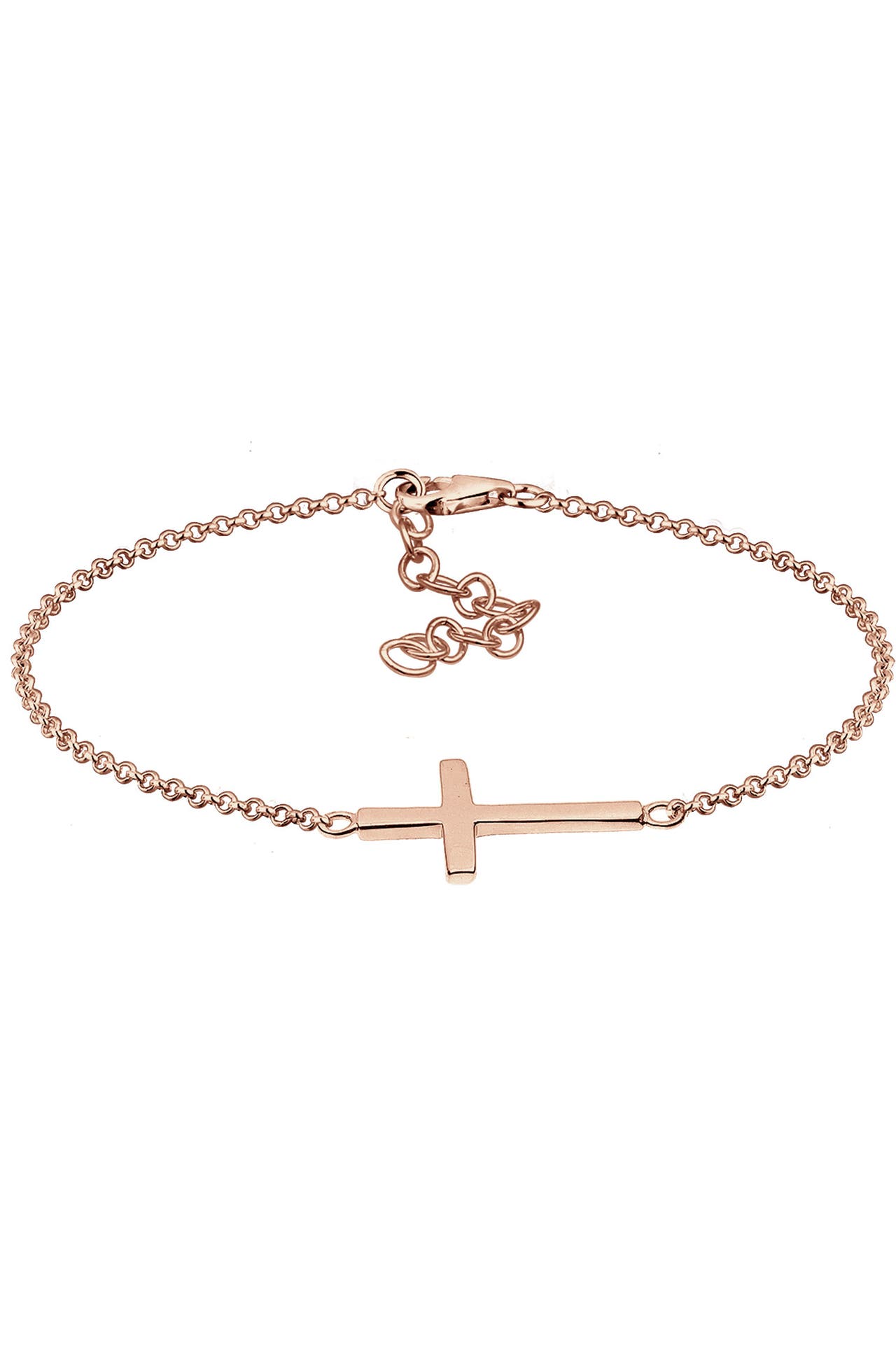 ELLI Armband Kreuz Horizontal Schlicht 925 Silber Rosegold, Bild 1