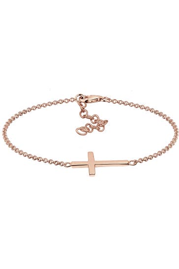 ELLI Armband Kreuz Horizontal Schlicht 925 Silber Rosegold