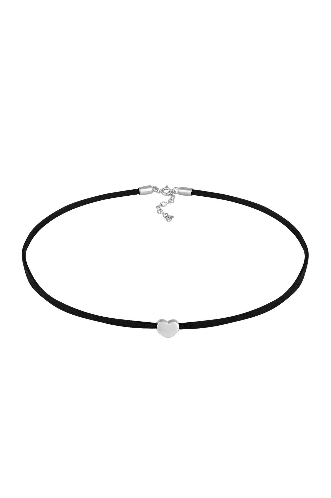 ELLI Kette Choker Herz Satinband 925 Silber Silber, Bild 1