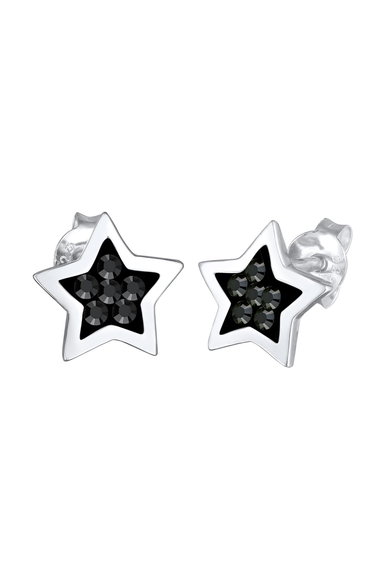 ELLI Ohrringe Stern Astro Trend Schwarz 925 Silber, mit Kristallen von Swarovski® Schwarz, Bild 1