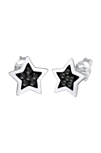 ELLI Ohrringe Stern Astro Trend Schwarz 925 Silber, mit Kristallen von Swarovski® Schwarz