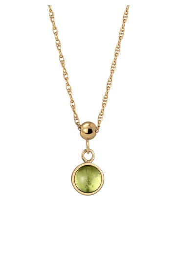 ELLI PREMIUM Kette Geburtsstein Edelstein Solitär 925 Sterling Silber vergoldet Hellgrün