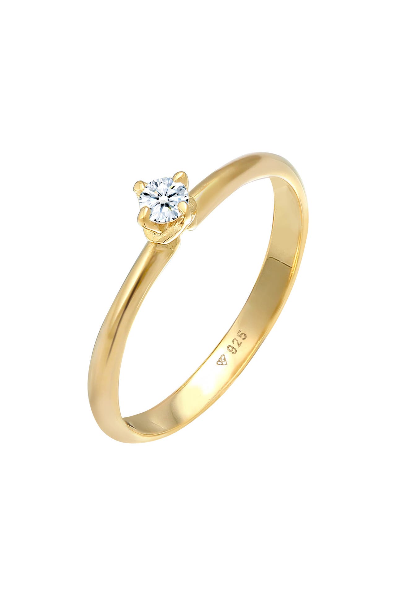 ELLI DIAMONDS Ring Ring Solitär Diamant (0.11 ct.) Klassik 925 Silber Gold, Bild 1