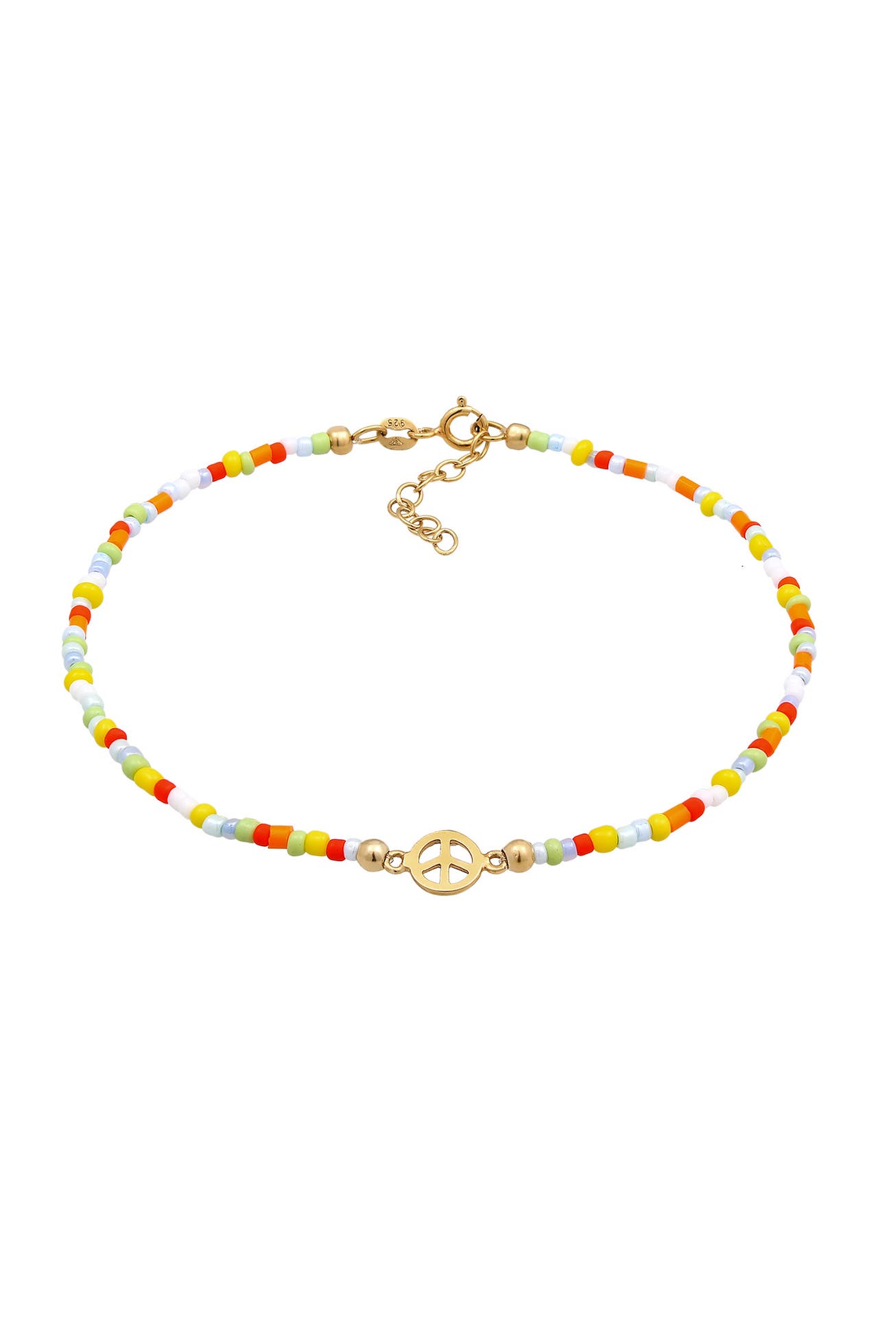 ELLI Fußschmuck Peace Frieden Symbol Glas Beads Bunt 925 Silber, Bild 1
