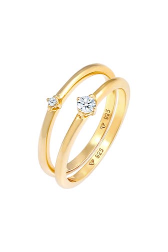 ELLI DIAMONDS Ring Solitärring Set Diamant (0.13 ct.) 925 Silber Gold