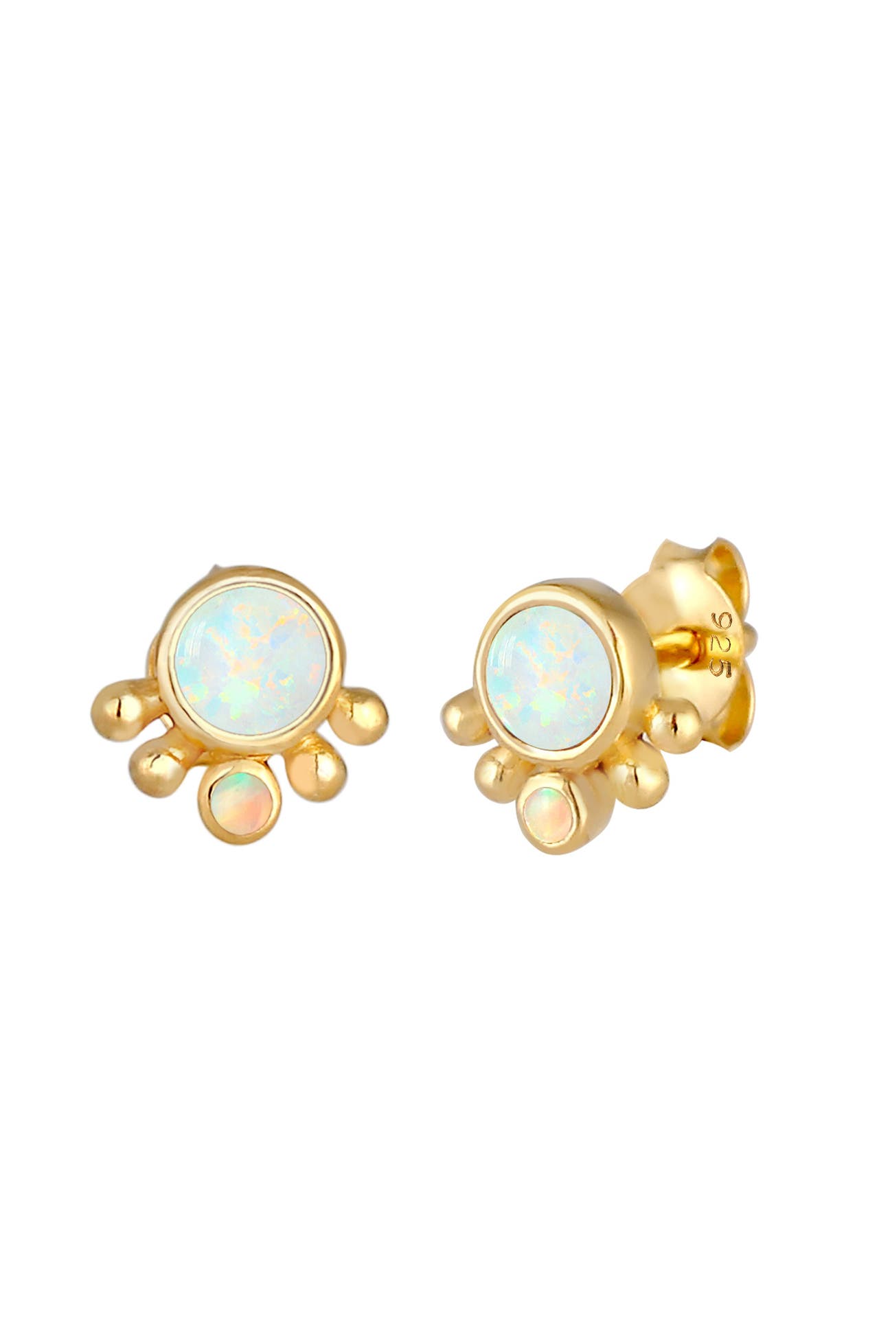 ELLI Ohrringe Stecker Opal Rund Klassisch 925 Silber Gold, Bild 1