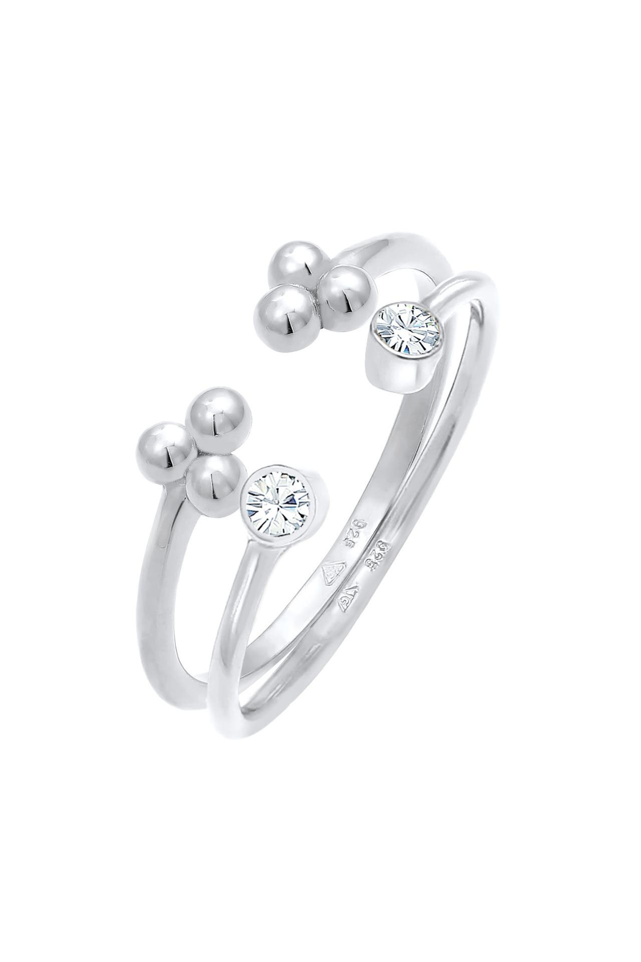 ELLI Ring Kugel Elegant Offen Ring Set 925 Silber, mit Kristallen von Swarovski® Silber, Bild 1