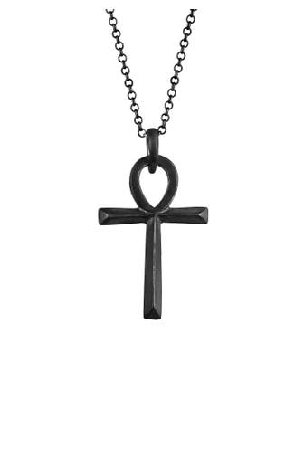 KUZZOI Kette Herren Ankh Kreuz Anhänger 925 Silber Schwarz