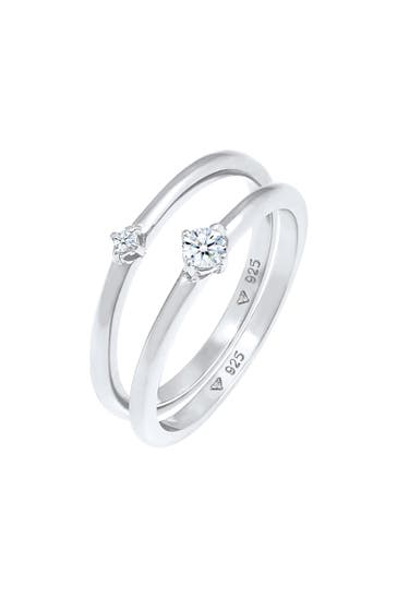 ELLI DIAMONDS Ring Solitärring Set Diamant (0.13 ct.) 925 Silber Silber