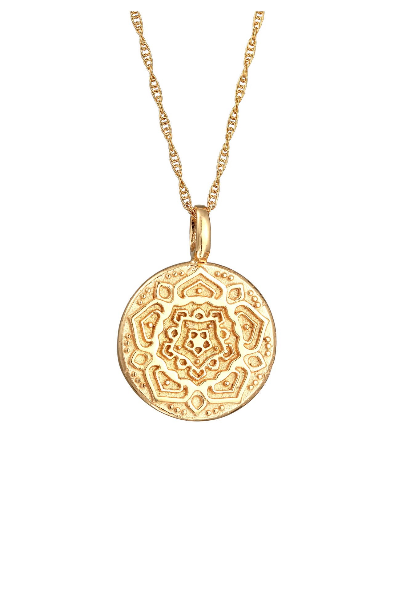 ELLI Kette Mandala Anhänger Rund 925 Silber Gold, Bild 1