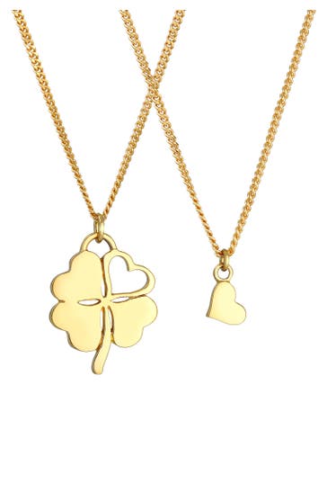 ELLI Kette Herz Kleeblatt Mutter Kind Set (2 tlg) 925 Silber Gold