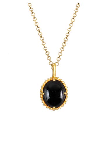ELLI PREMIUM Kette Onyx Oval Vintage 925er Silber Gold