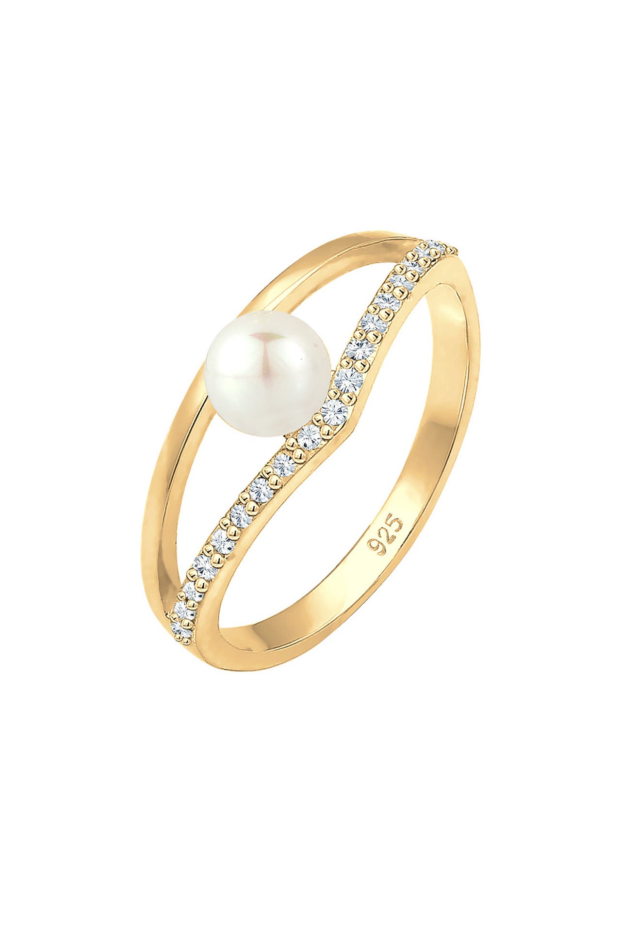 ELLI Ring Süßwasserzuchtperle Kristalle 925 Sterling Silber Gold, Bild 1