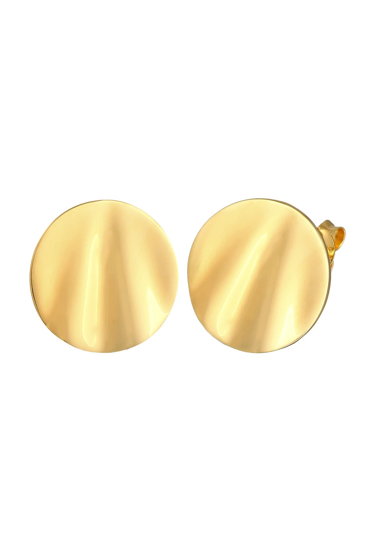 ELLI Ohrringe Ohrstecker Disc Plättchen Welle Rund 925er Silber Gold, Bild 1