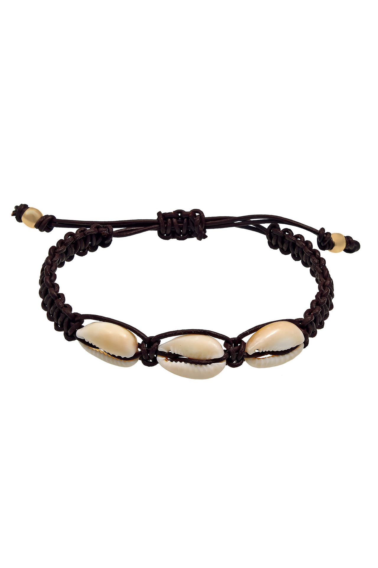 KUZZOI Armband Herren Kauri Muscheln Knoten Leder 925 Silber Schwarz, Bild 1