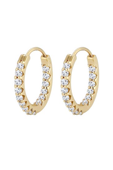 ELLI PREMIUM Ohrringe Creolen Topas Weiß 375 Gelbgold Gold