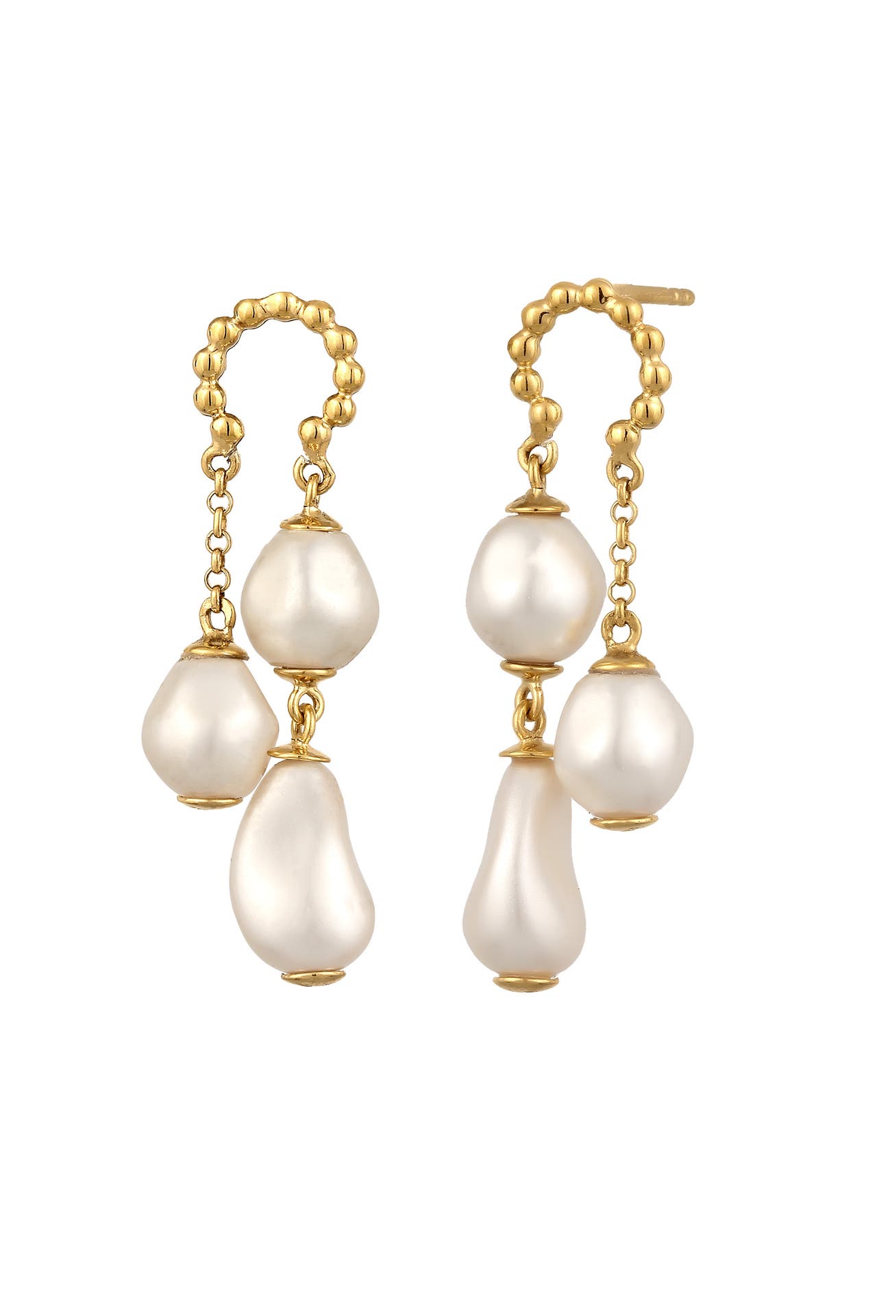 ELLI PREMIUM Ohrringe Ohrstecker Weiß 925 Sterling Silber, mit Perlen von Swarovski® Gold, Bild 1
