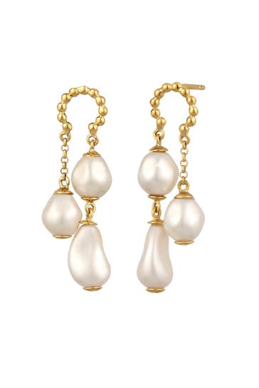 ELLI PREMIUM Ohrringe Ohrstecker Weiß 925 Sterling Silber, mit Perlen von Swarovski® Gold