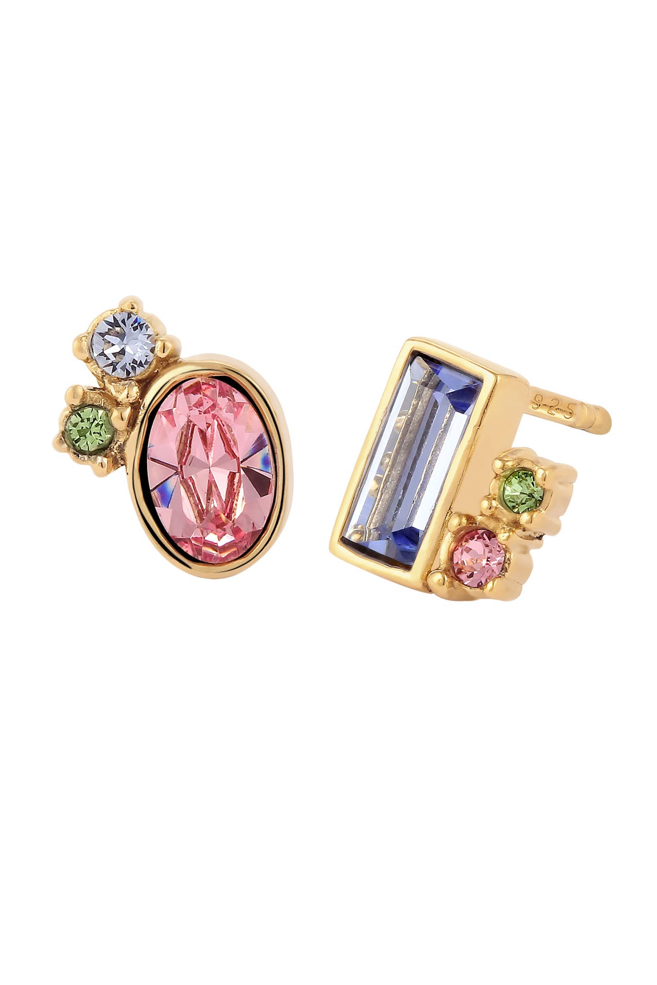 ELLI Ohrringe Ohrstecker Rosa Blau 925 Sterling Silber, mit Kristallen von Swarovski® Gold, Bild 1