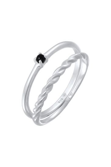 ELLI Ring Perle Klassik Gedreht 2er Set 925 Silber Silber