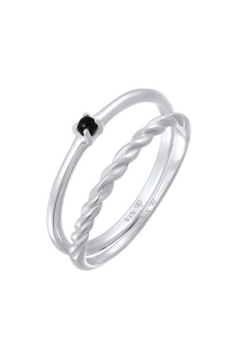 ELLI Ring Perle Klassik Gedreht 2er Set 925 Silber Silber