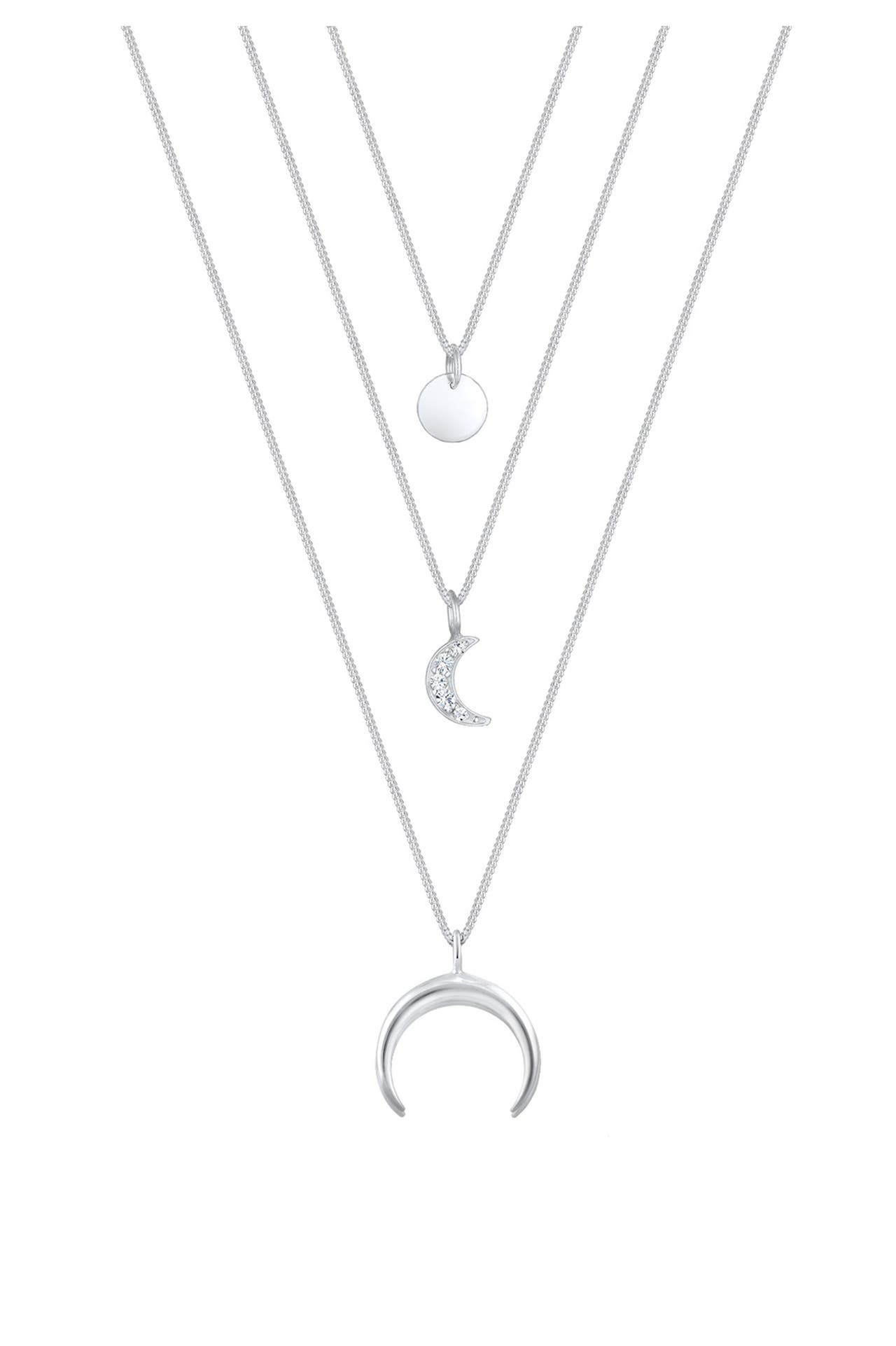 ELLI Kette Layer Halbmond 925 Silber, mit Kristallen von Swarovski® Silber, Bild 1