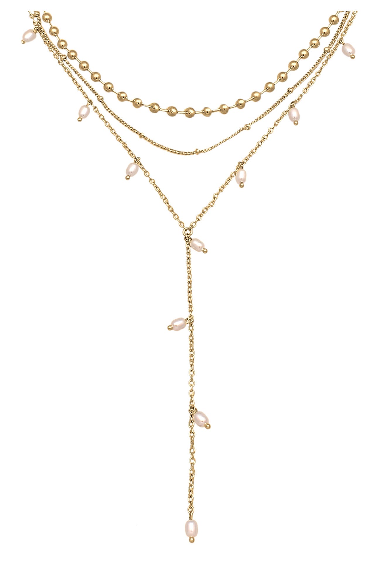 ELLI Kette Y-Kette Layer Kugel Perlen Design Silberfarben 3er Set Gold, Bild 1