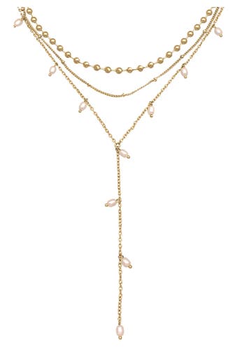 ELLI Kette Y-Kette Layer Kugel Perlen Design Silberfarben 3er Set Gold