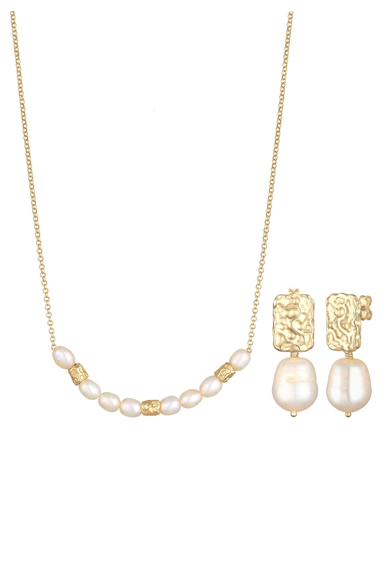 ELLI PREMIUM Schmuckset Süßwasserperlen Barock Elegant 2er Set 925 Silber Gold, Bild 1