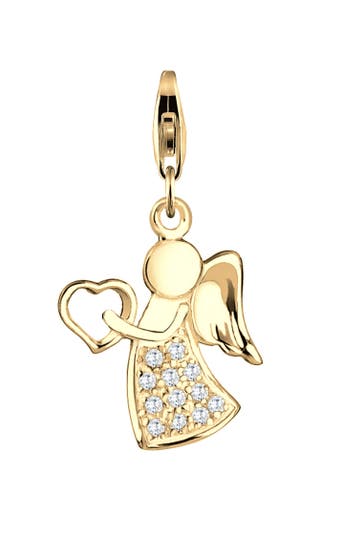 NENALINA Charm Anhänger Engel Zirkonia 925 Silber gold