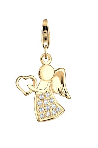 NENALINA Charm Anhänger Engel Zirkonia 925 Silber gold