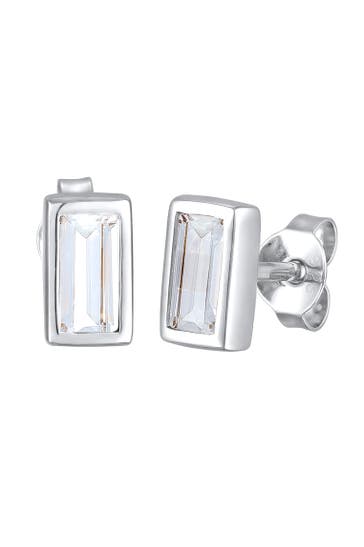 KUZZOI Ohrringe Rechteck Topas Weiß 925 Sterling Silber