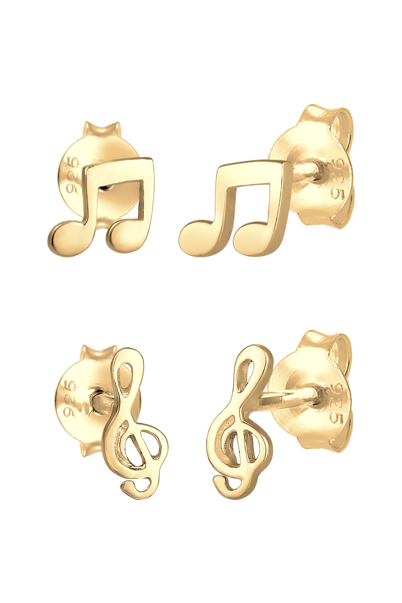 ELLI Ohrringe 2er Paar Notenschlüssel Note Musik 925 Silber Gold, Bild 1