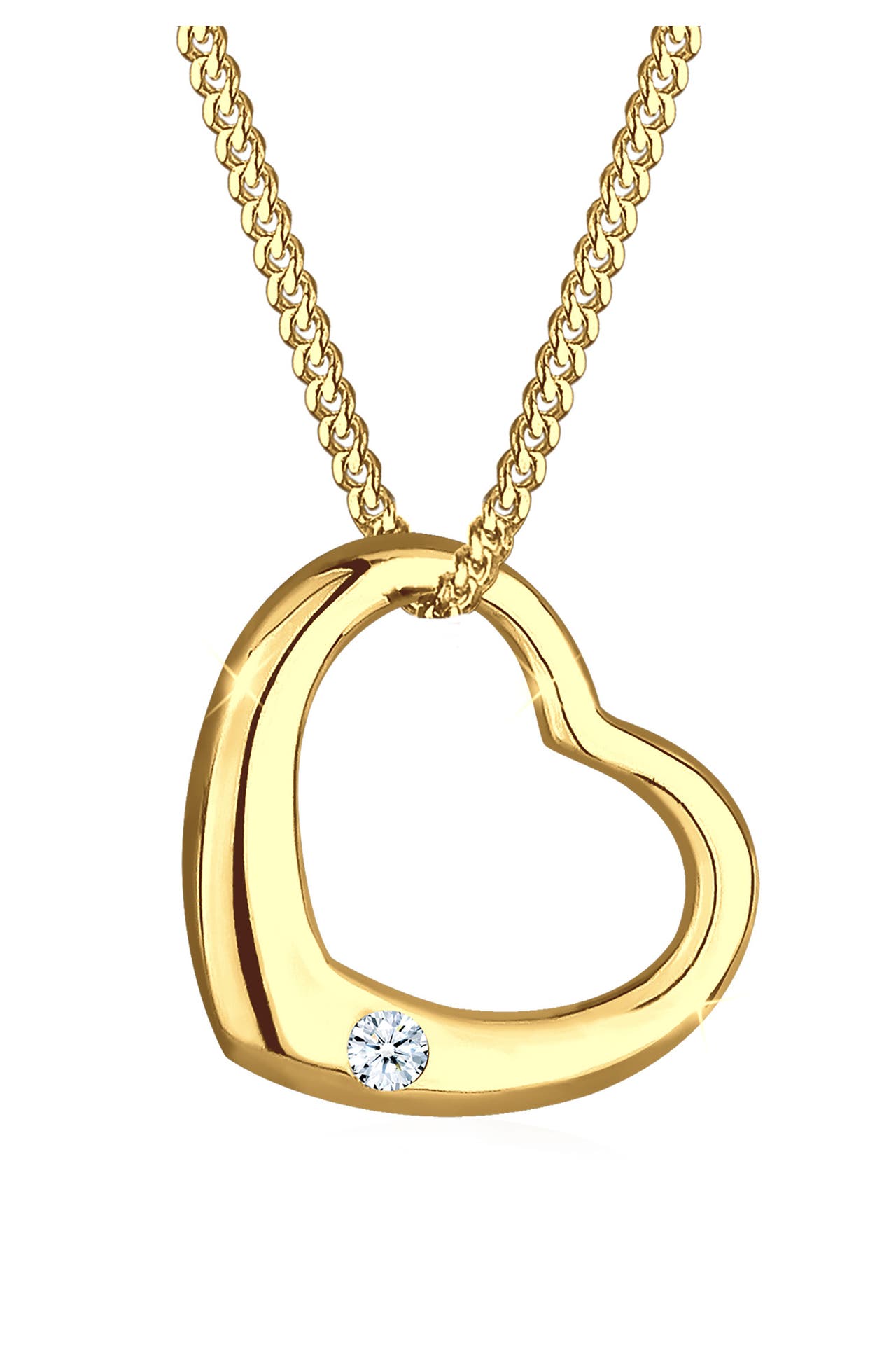 ELLI DIAMONDS Kette Herz Liebe Romantik Diamant (0.03 ct.) 925 Silber Gold, Bild 1