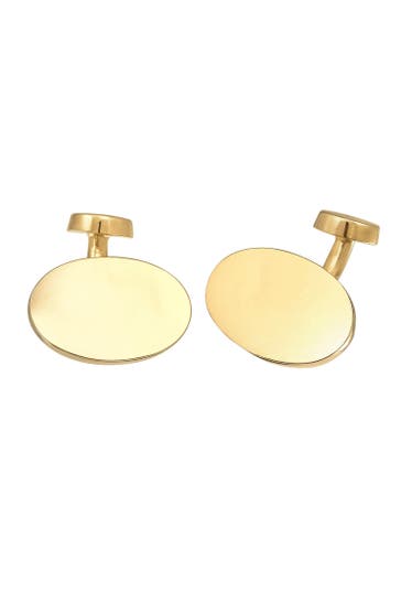 KUZZOI Manschettenknöpfe Oval Plättchen Poliert Elegant 925 Silber Gold
