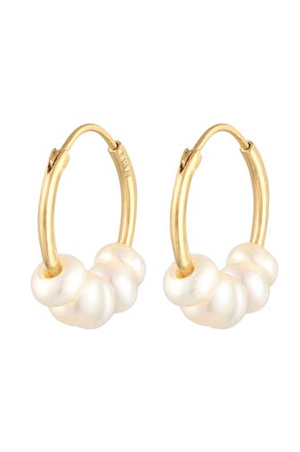 ELLI Ohrringe Creolen Süßwasserperlen Bead 925 Silber Gold