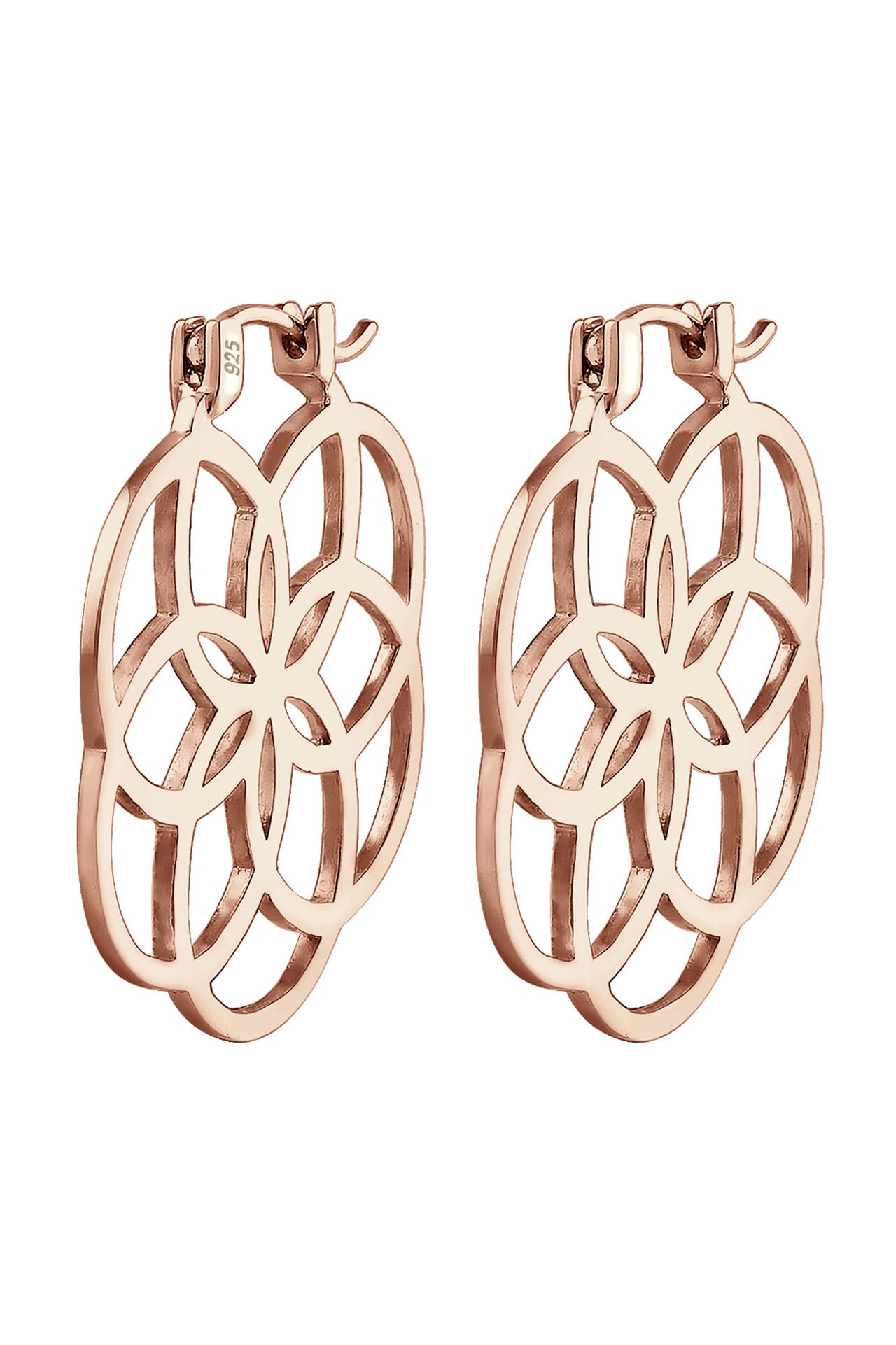 ELLI Ohrringe Creolen Lebensblume 925 Silber Rosegold, Bild 1