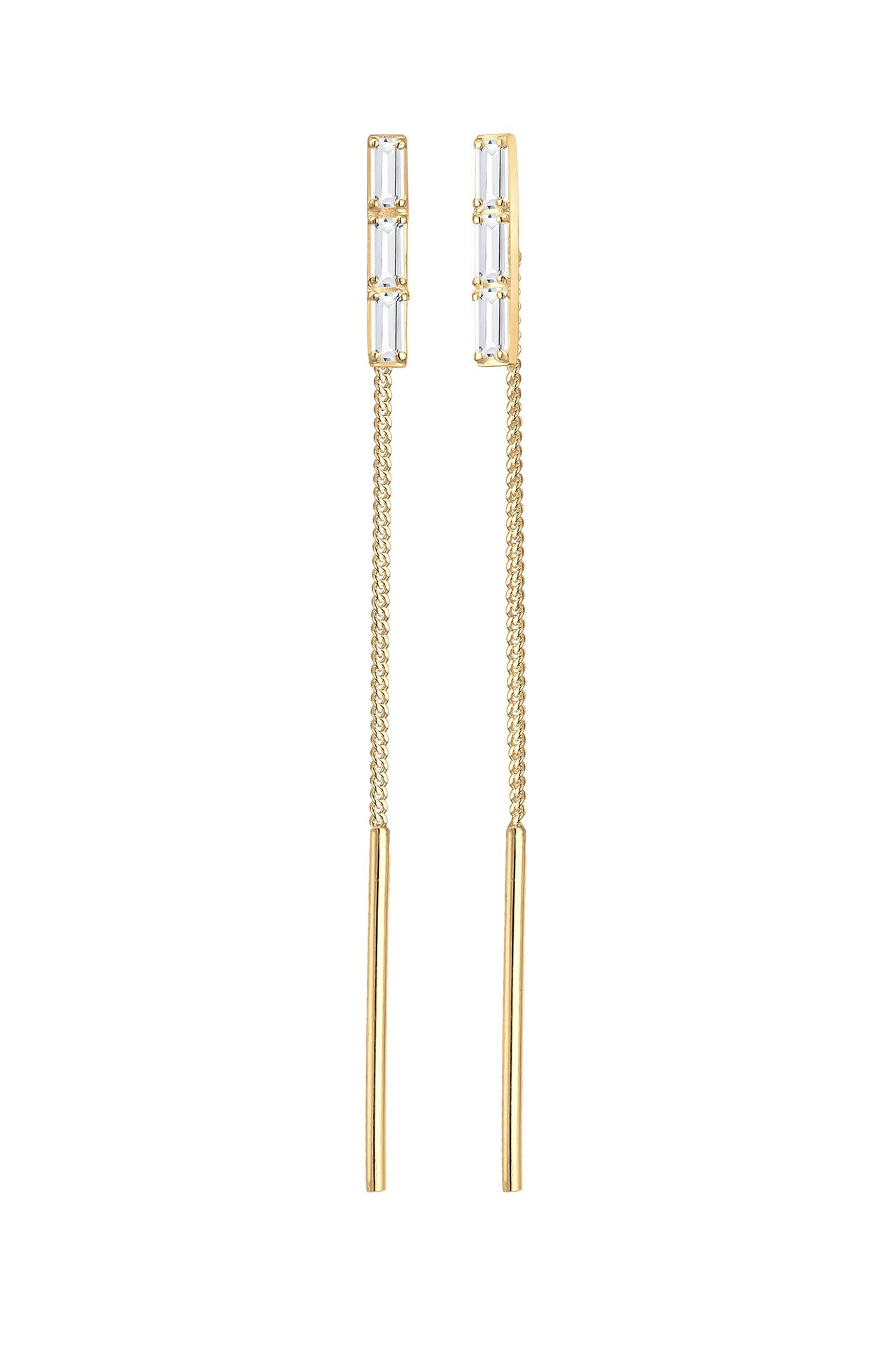 ELLI PREMIUM Ohrringe Topas Rechteck Durchzieher 925 Silber Gold, Bild 1