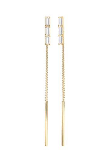 ELLI PREMIUM Ohrringe Topas Rechteck Durchzieher 925 Silber Gold