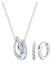Schmuckset Knoten Weiß 925 Sterling Silber, mit Kristallen von Swarovski® Silber