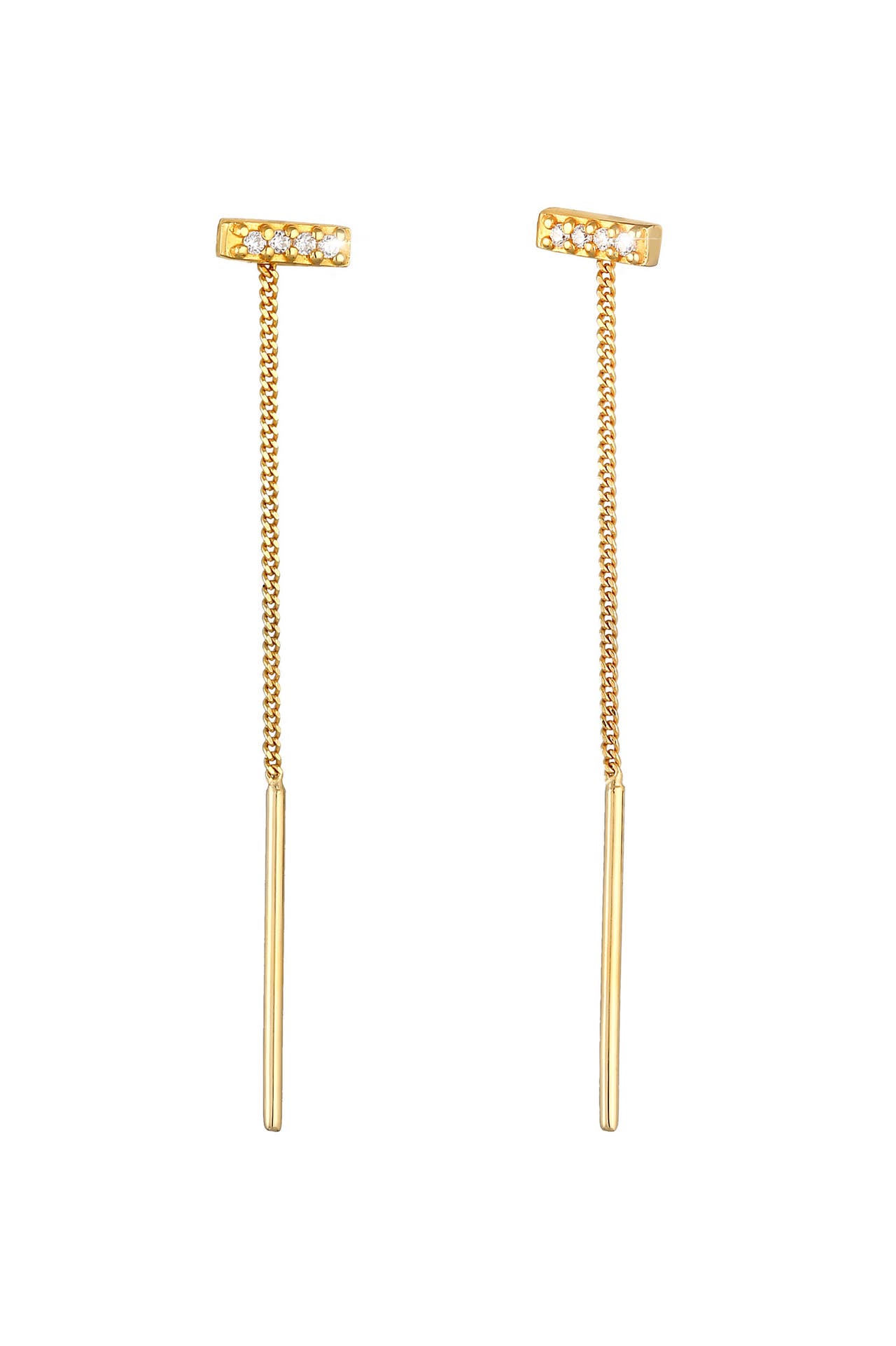 ELLI Ohrringe Zirkonia Stab Durchzieher Trend 925 Silber Gold, Bild 1