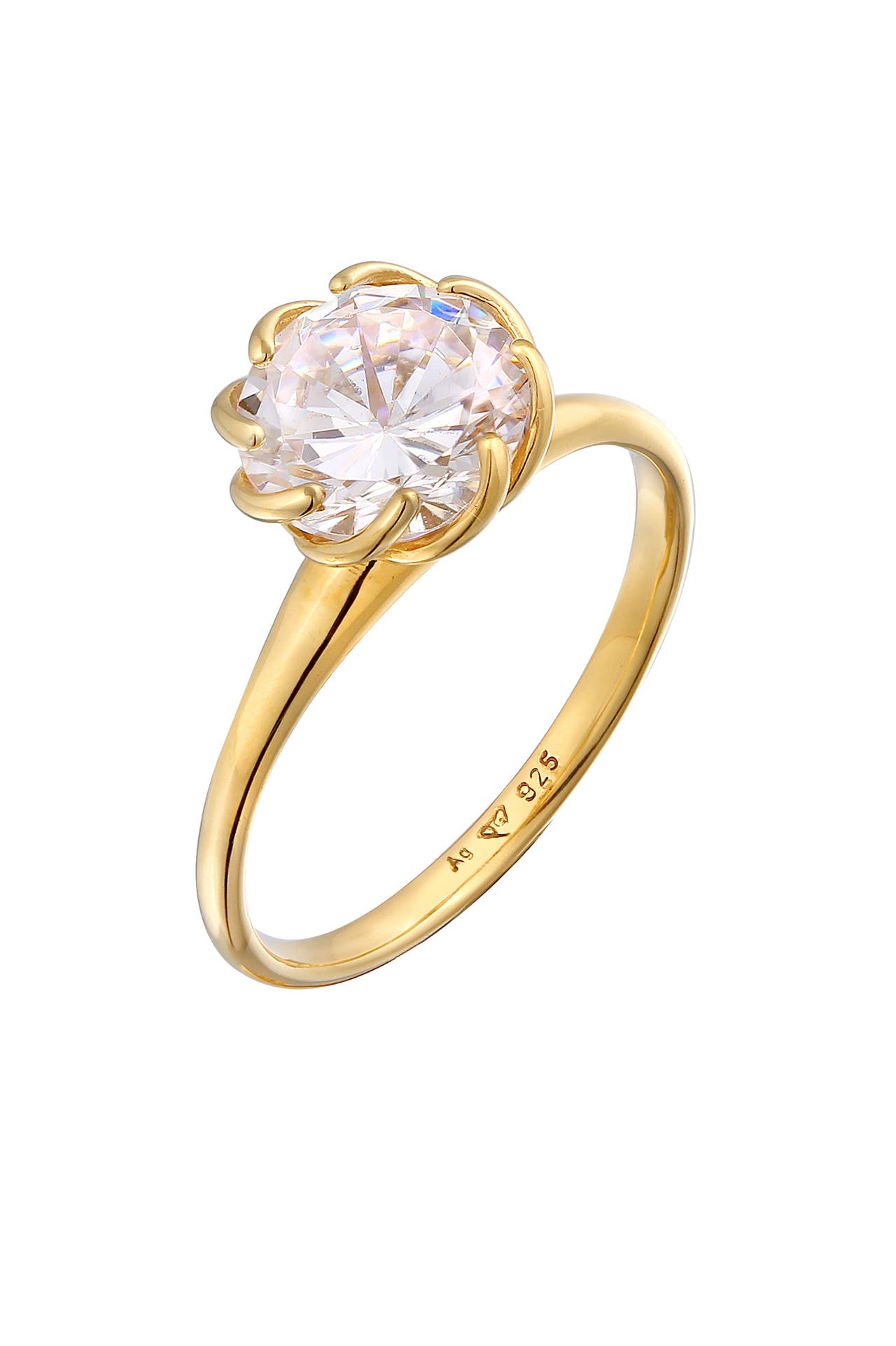 ELLI Ring Zirkonia Verlobung Solitär Blüte 925 Silber Gold, Bild 1