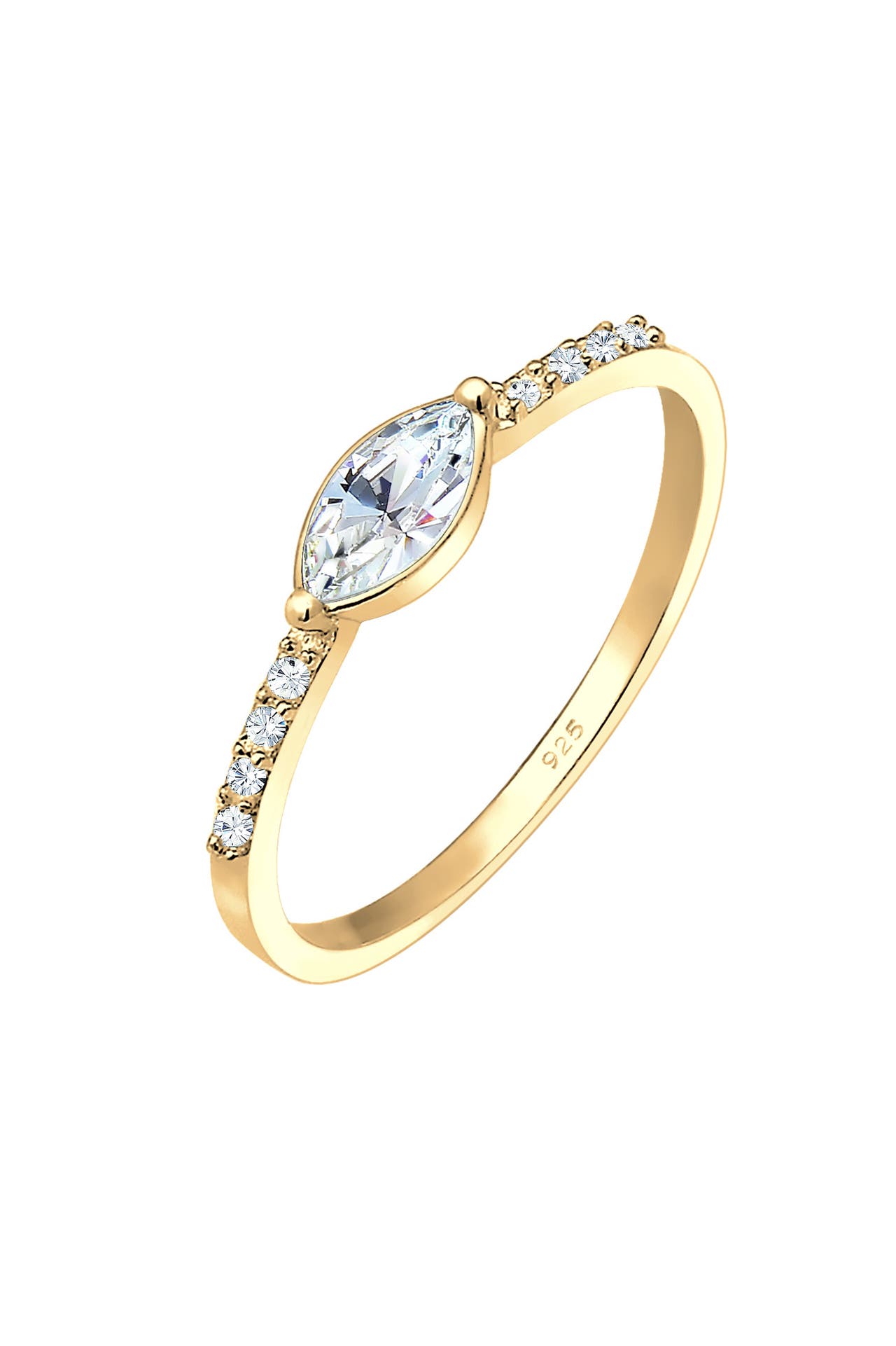 ELLI Ring Verlobung Glas Kristalle Weiß 925 Sterling Silber vergoldet Gold, Bild 1