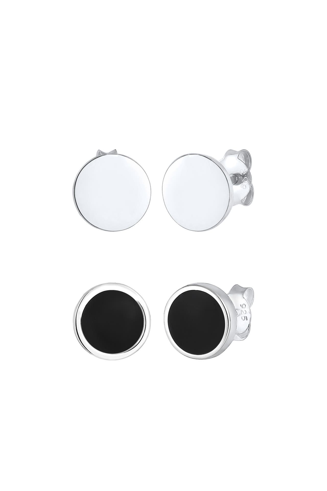 KUZZOI Ohrringe Herren Set Kreis Geo Emaille 925 Silber, Bild 1
