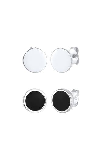 KUZZOI Ohrringe Herren Set Kreis Geo Emaille 925 Silber