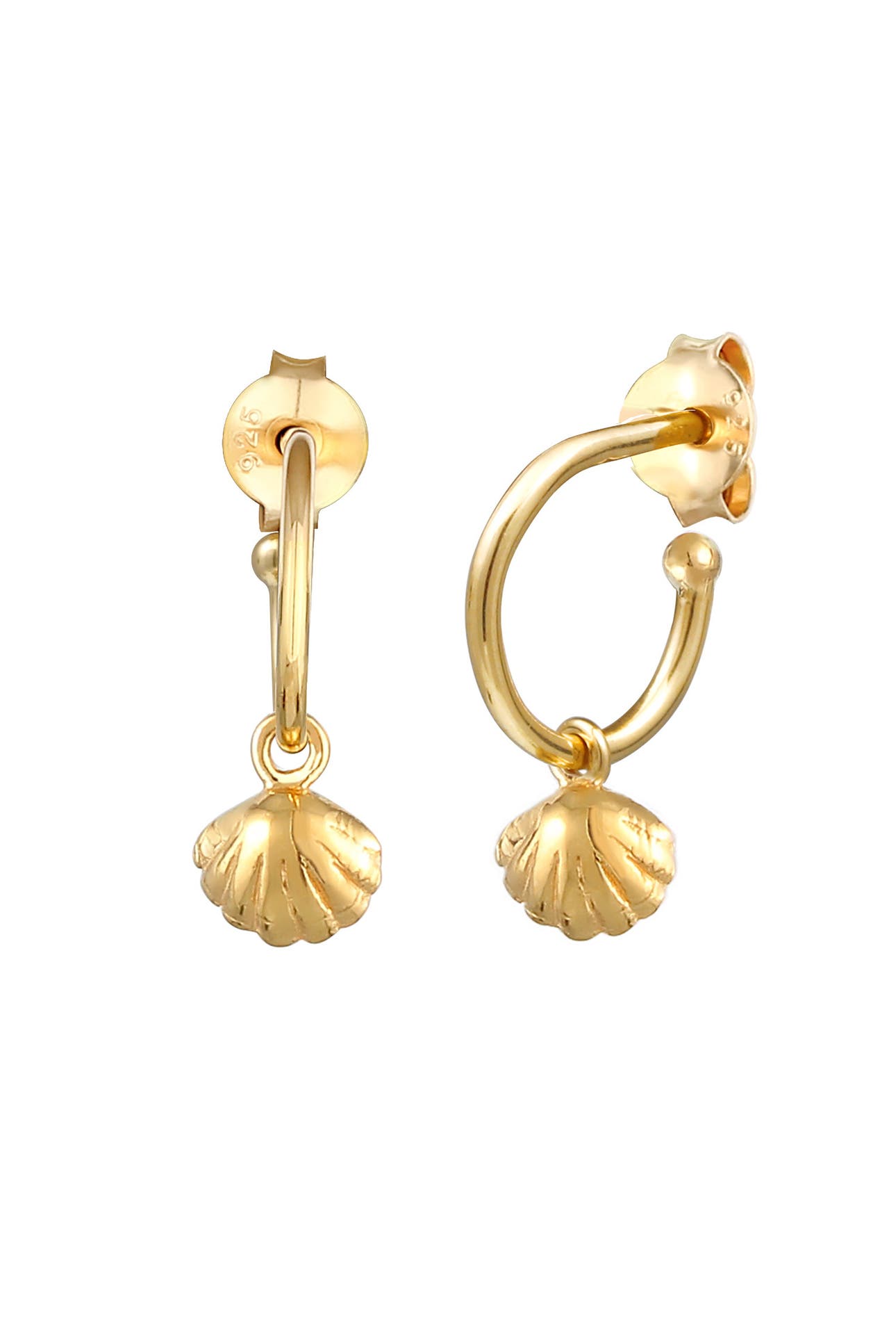 ELLI Ohrringe Creolen Stecker Muschel 925 Silber Gold, Bild 1