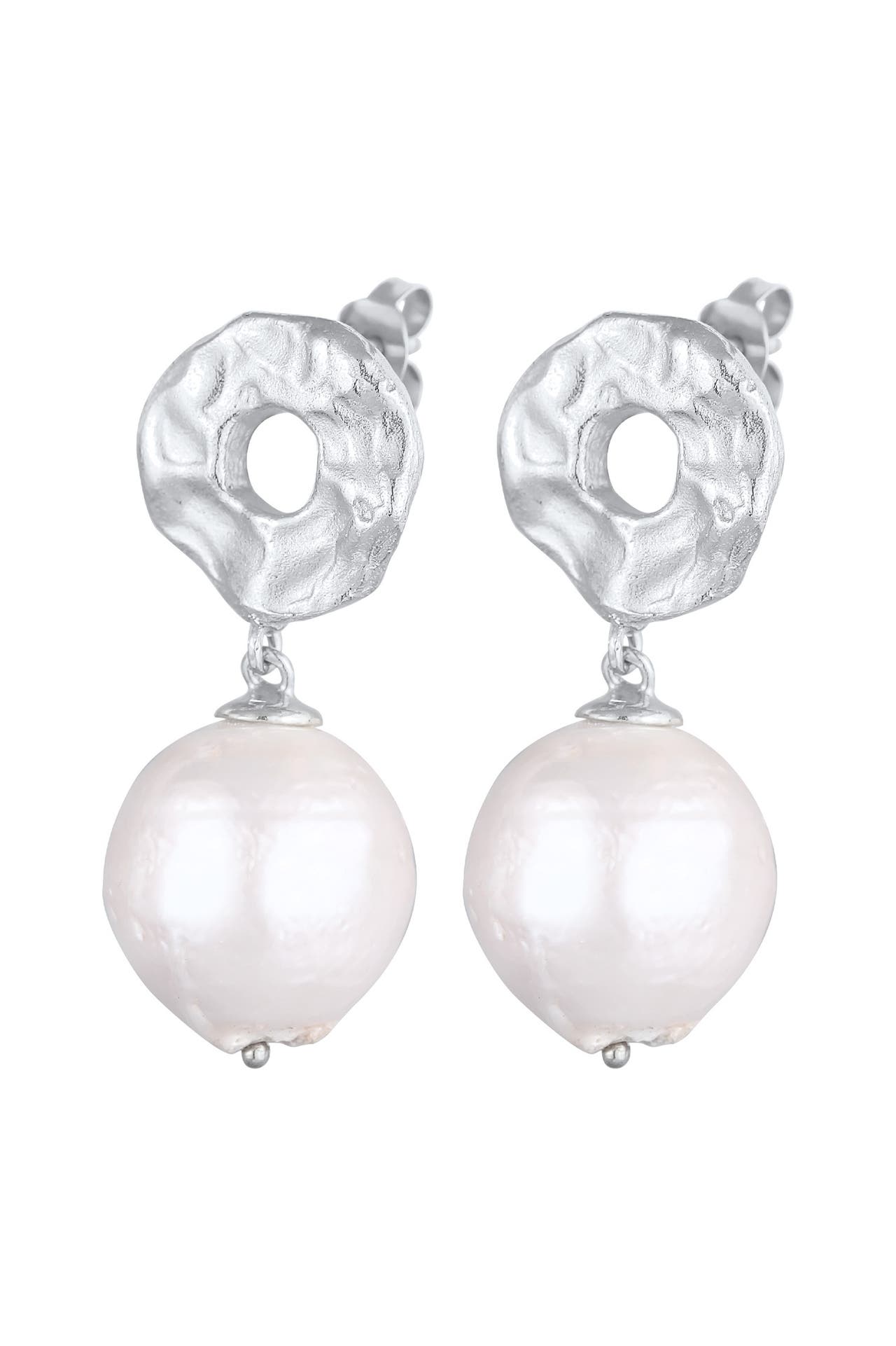 ELLI PREMIUM Ohrringe Hänger Barock Süßwasserperle Disc 925 Silber Silber, Bild 1